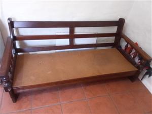 3 Seater Imbuia Wooden Couch and Chair