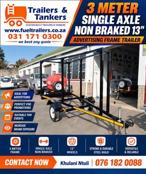 3 METER BILL BOARD FRAME TRAILER SINGLE AXLE NON BRAKED 13"