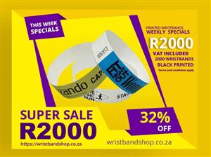 2000 Printed Tyvek Wristbands Specials