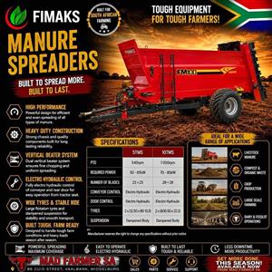 New Fimaks Manure spreaders for sale at Mad Farmer SA