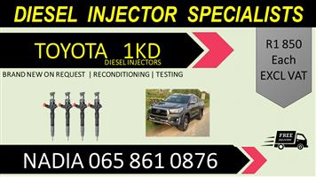 1KD TOYOTA DIESEL INJECTORS FOR SALE OR TO RECON