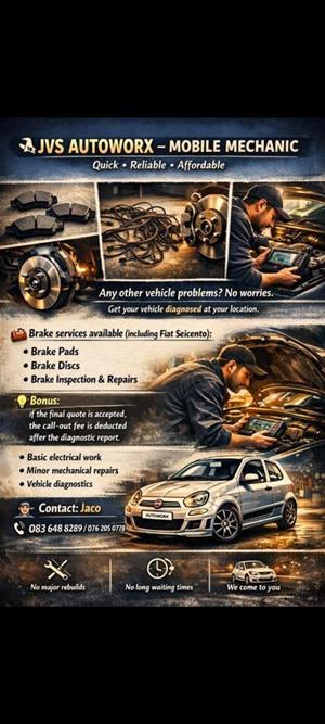 JVS Autoworx Mobile Mechanic           We travel the whole of Cape Town