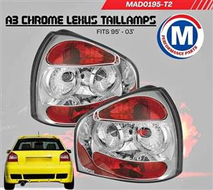 A3 Chrome Lexus-Style Taillights – Fits 1995 to 2003 Models Available at JJS Automotive Supplies
