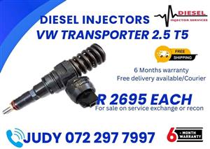 VW Transporter 2.5 T5 Diesel Injector for sale on service exchange or to recon