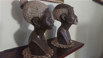 Soapstone Carvings. African Heads.