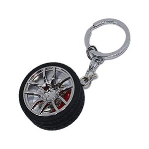 Keyring with Alloy Wheel & Tyre and Brake Caliper Design (Chrome)