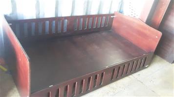 Toddler Bed in Dark Wood with foldable sides