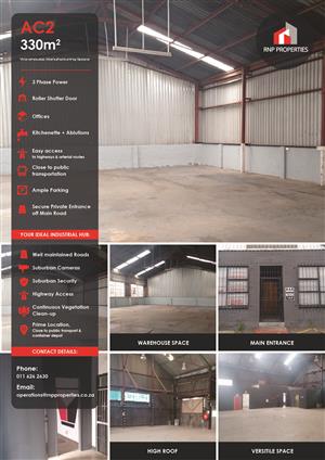AC2 – 330m² Warehouse, Manufacturing Space