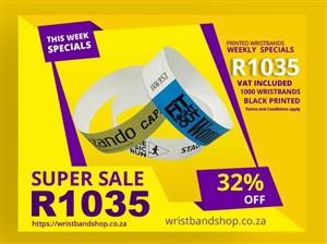 1000 Printed Tyvek Special Wristbands Pack