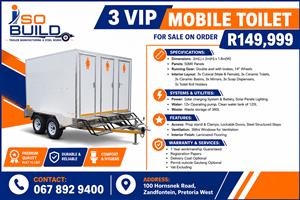 3 Vip Mobile Toilet Trailer for sale on order