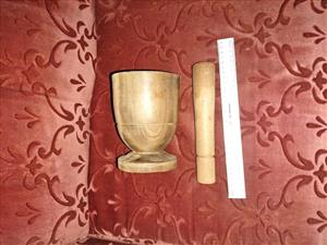 Wooden mortar and pestle