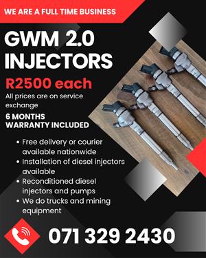 GWM 2.0 INJECTORS FOR SALE WITH WARRANTY INCLUDED 