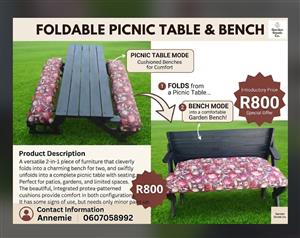 Foldable picnic table