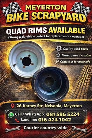 Quad rims. Meyerton bike scrapyard new & secondhand spares.