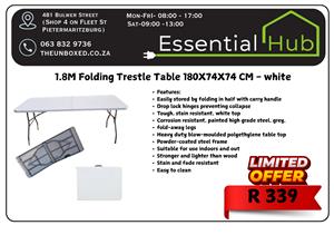 1.8M folding in half table white