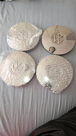 Original Set of VW Chrome Steel Wheels Centre Hub Caps