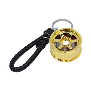 JDF Alloy WWheel & Disc Keyring with Strap (Gold)