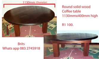 Solid wood round coffee table