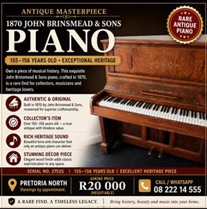 Piano 1870 John Brinsmead & Sons  Serial No. 27535 in Pretoria North