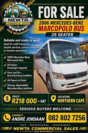 2006 Mercedes-Benz Marcopolo Bus – 29 Seater For Sale
