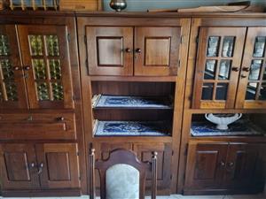 Solid Imbuia wood cabinets. 