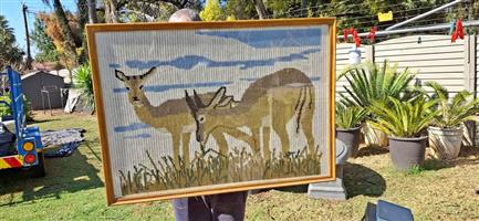 Large framed Needlework Tapestry