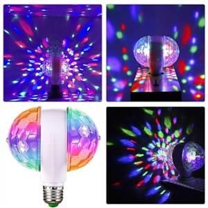 MultiColour Double Sided RGB LED E27 Rotating Party Disco Stage Light Bulb. NEW.