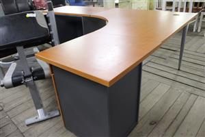 3PC LIGHT BROWN L-SHAPE OFFICE DESK(S066010D)