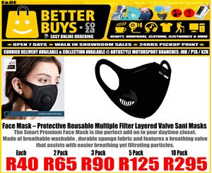 Face Mask – Protective Reusable Multiple Filter Layered Valve Sani Masks  Each -