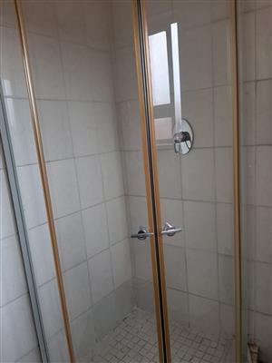 Round corner entry shower - toilet and basin