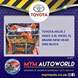 TOYOTA HILUX / HIACE 3.0L DIESEL 5L BRAND NEW HEAD AND BLOCK