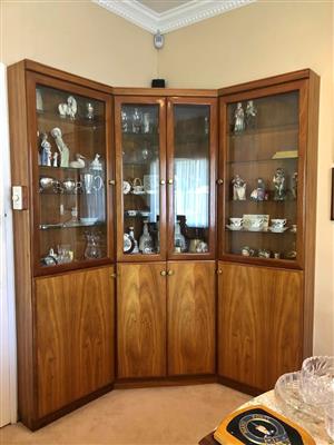 Solid Kiaat 3 Piece Display Cabinet