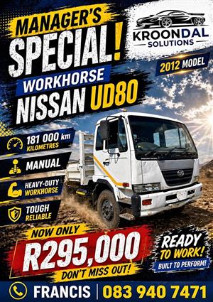 2012 Nissan UD80 8 ton drop-side