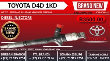 Toyota D4D 1KD (BRAND NEW)Diesel Injectors 