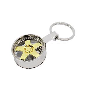 Chrome & Gold Alloy Wheel Keyring