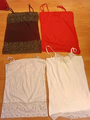 Camisole ladies women lace large x 4 Red, green, white  Length 52cm 