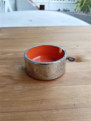 Vintage Silver & Orange Ashtray