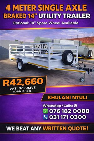4 METER SINGLE AXLE BRAKED 14" 1500KGS