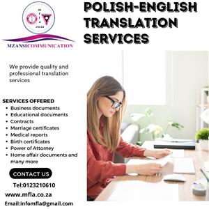 Professional Polish to English Translation Services, Cape town