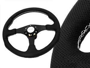 White Stitch Black Steering Wheel 340mm
