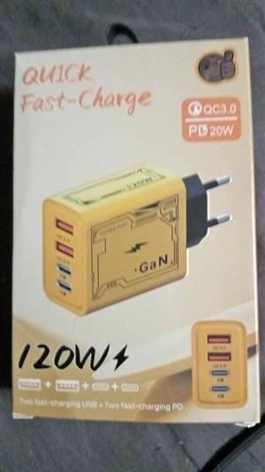 120w 2 pin pd and usb fast charging plug