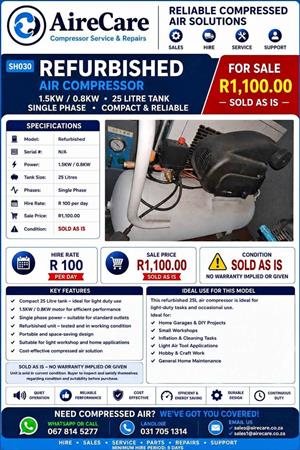 Unknown Make and Model Refurbished Piston Air Compressor