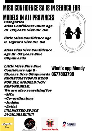 Miss Confidence SA is searching for models in all Provinces..