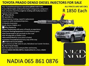 TOYOTA  PRADO DIESEL INJECTORS FOR SALE OR RECON WITH WARRANTY. 