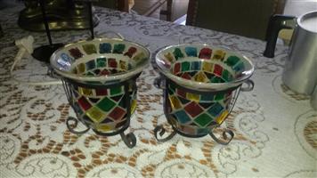Colored mosaic decor vases