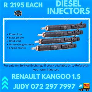 Renault Kangoo 1.5 Diesel Injectors for sale on service exchange or to recon