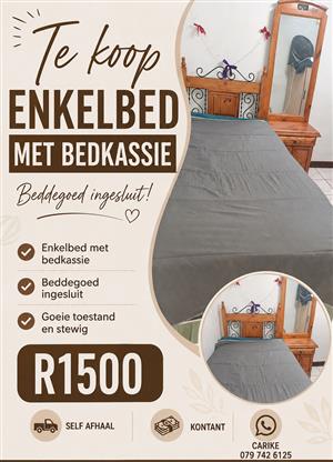 Single bed,night stands and bedding