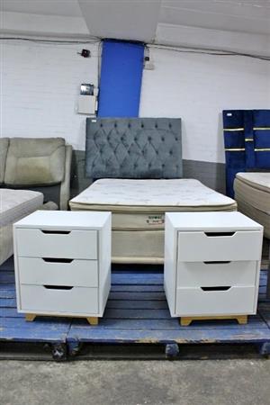 BROWN DOUBLE BASE SET WITH HEADBOARD AND 2 PEDESTALS S066676A