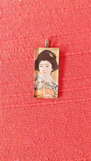 Japanese Geisha:scrable tile pendant