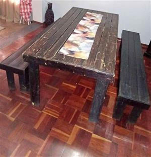 Wooden Bench and Chairs